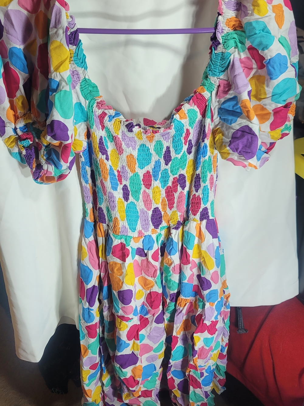 Little Party Dress - Multicolor Polka Dot Mini Dress - Picture 2 of 3